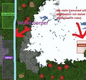 Live map: a claim beyond the world border marked removed.